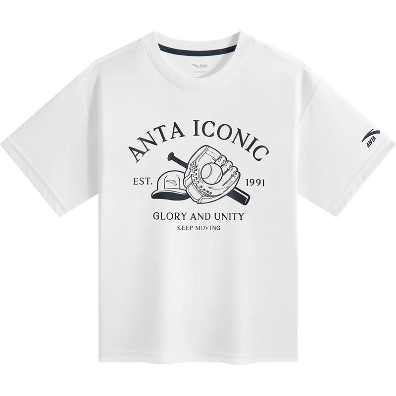 Anta Kids  Boys  Breathable Crew Neck Short-Sleeve T-Shirt 130