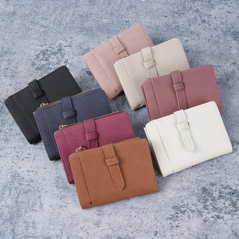 European Retro PU Leather Short Women's Wallet, Fresh Two-fold Coin and Card Holder