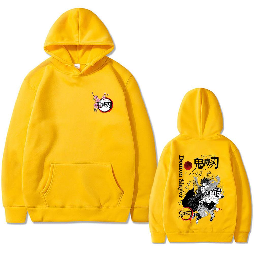 Anime Demon Slayer Cherry Blossom Graphic Hoodie Kamado Nezuko Kamado Tanjirou Pullover Men Women Casual Fleece Hoodies