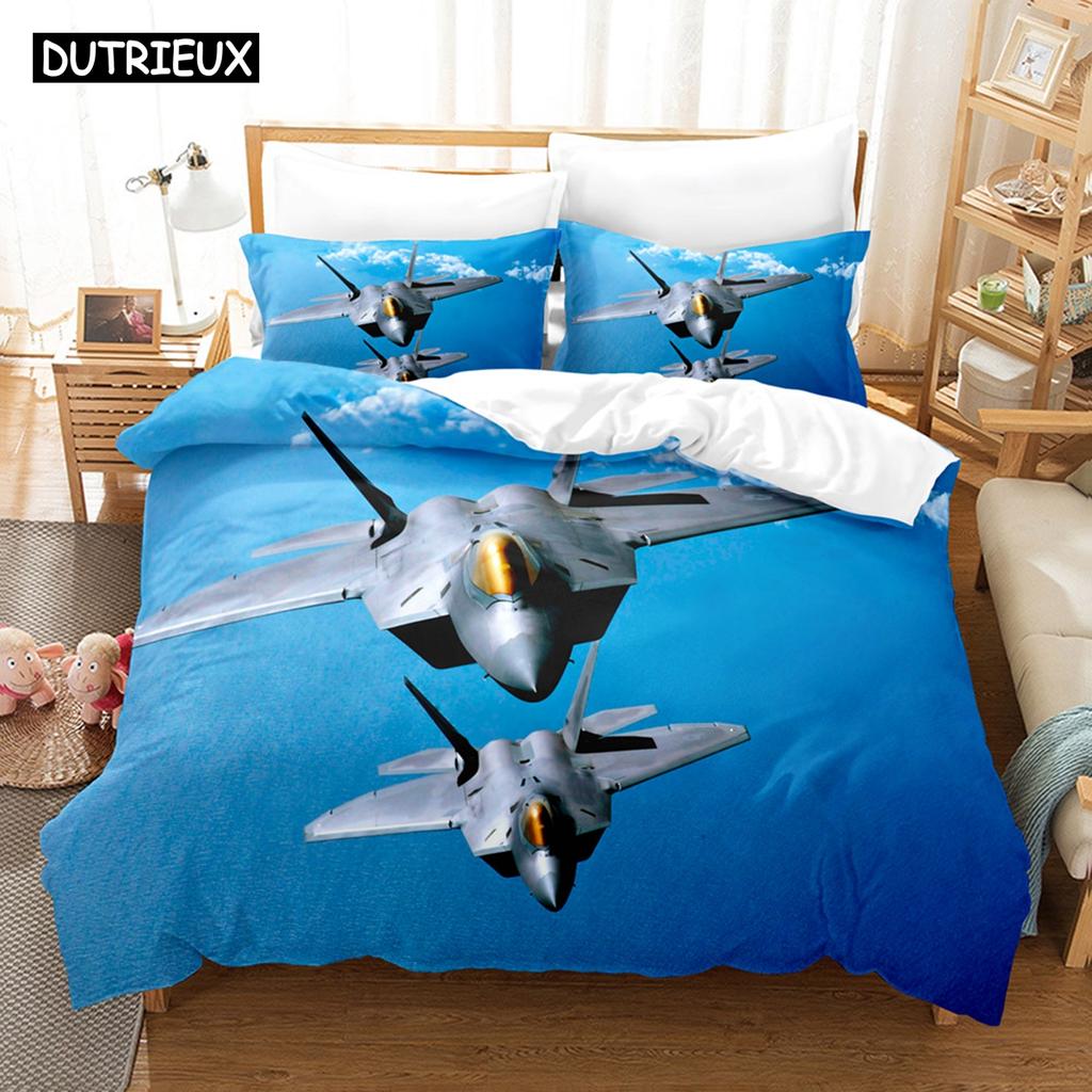 3D Jet Fighter Battle Plane  F-22 Bedding Sets Duvet Cover Set With Pillowcase Twin Full Queen King Bedclothes Bed Linen