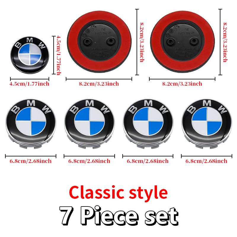 BBKD8 7PCS BMW Car Hood Front Rear Trunk Emblem Classic Blue White Badge For BMW E93 E87 G01 G20 X3 X5 F30 F20 E36 E46 E53 E90