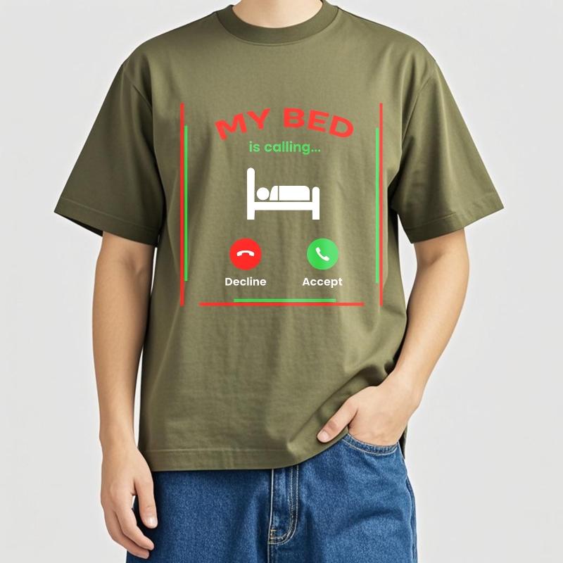 Casual Tshirt Printed Women Short Sleeve Tshirt Daily Wear My Bed Is Calling Decline Accept Comfort Boys Tees Summer Unisex Tees