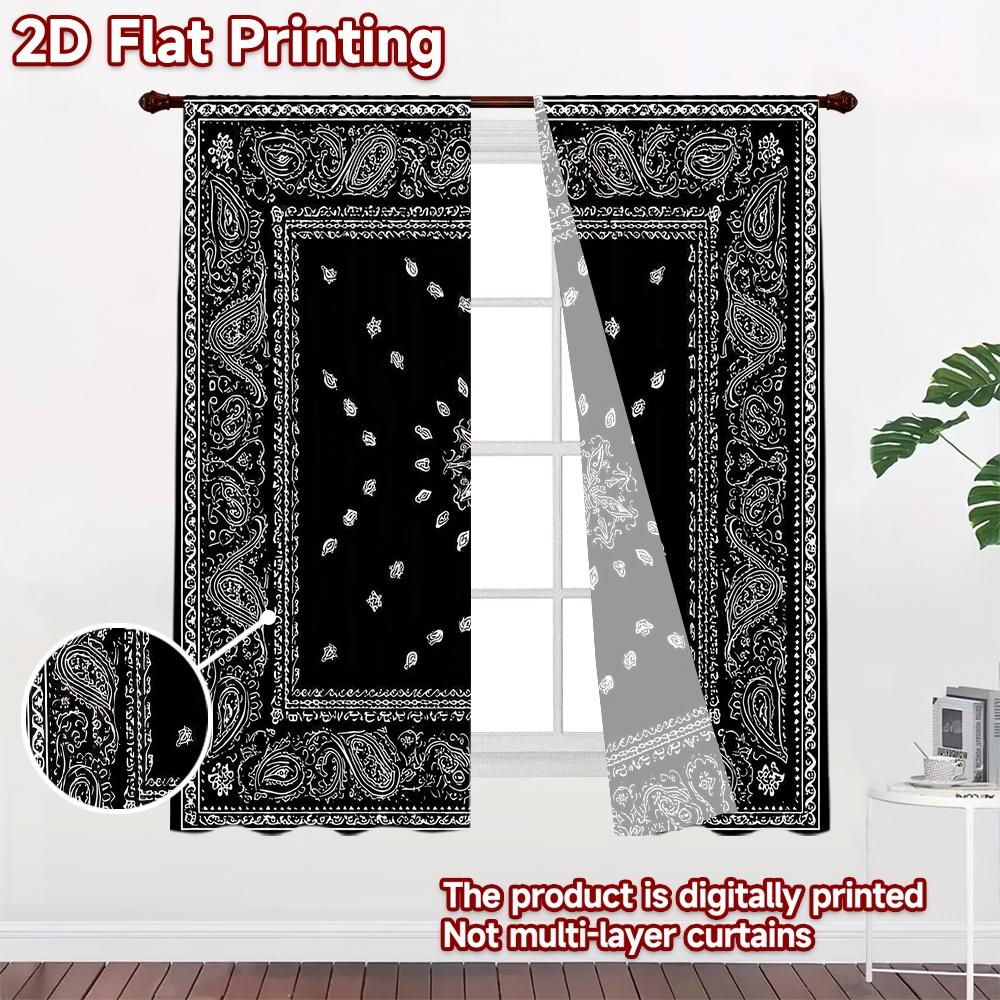 2D flat Photography Backdrop Background Banner Black Paisley Bandana Design 100% Polyester Festive Backdrops for Suitable