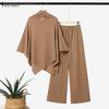 ZANZEA Women 3/4 Sleeve Asymmetrical Blouse And Long Pants Breathable Casual Two Piece Suit Sets