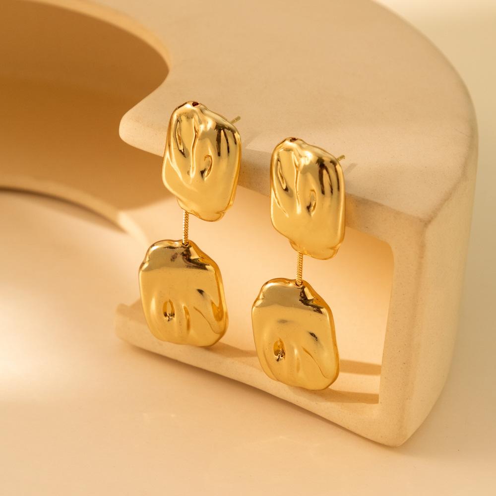 Stylish Geometric Crossborder Earrings Chic Gold Alloy Plated Statement Pieces