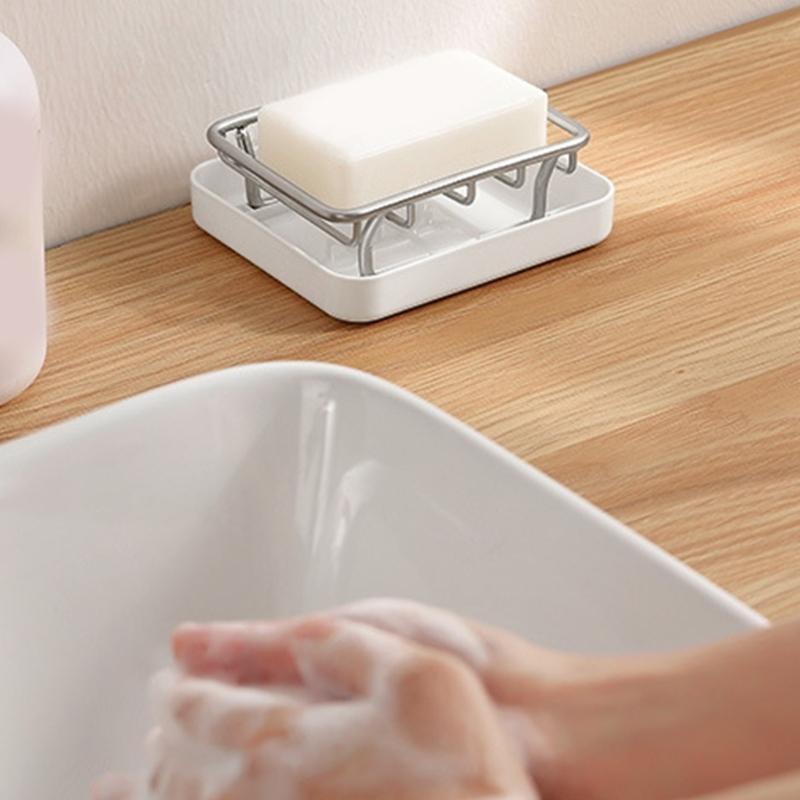 Rustproof Soap Dish Organizer Travel Holder Drain Rack For Bathroom Countertop Kitchen Sink Durable Stainless