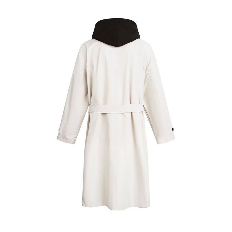 GOLFCROSS Unisex Faux Two-Piece Hooded Long Trench Coat
