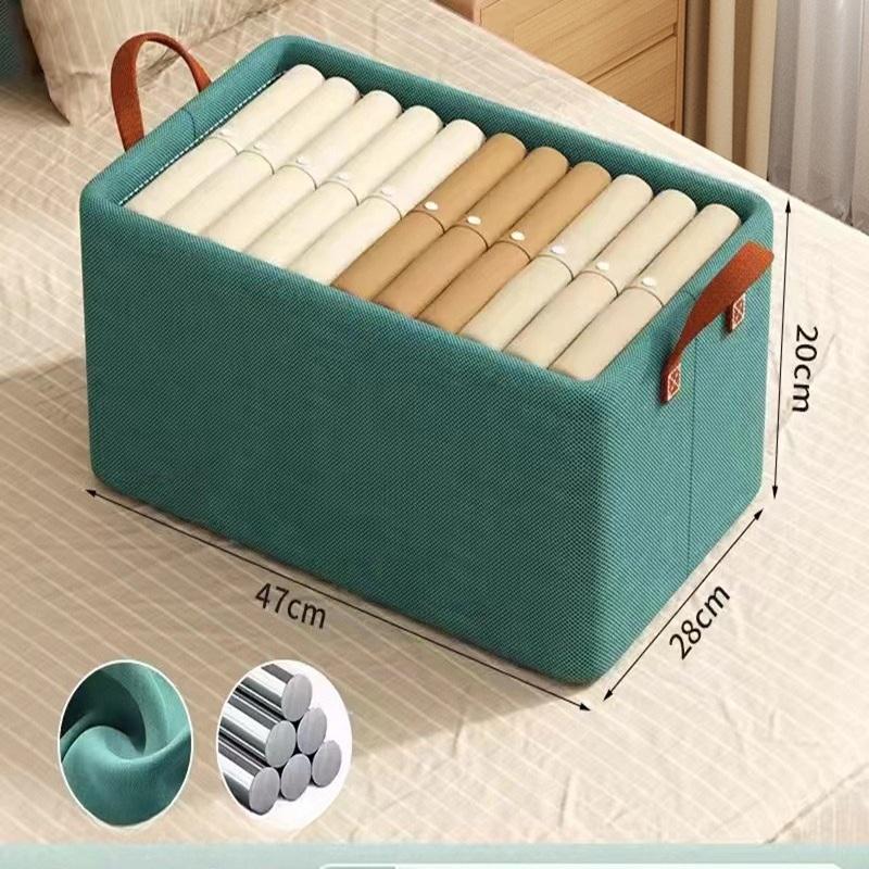 Household Foldable Clothing Storage Box Clothing and Pants Sorting Box Fabric Wardrobe Layered Storage Basket зелёный