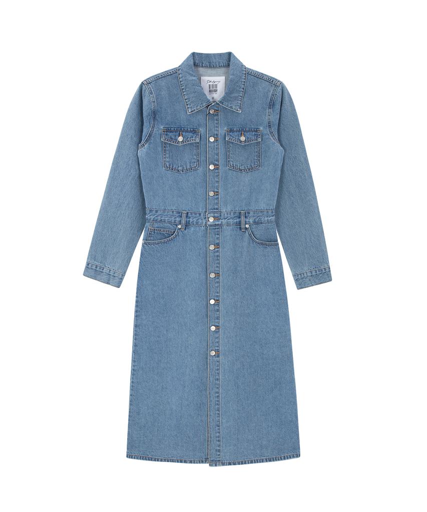 Pillogeulaem Powder Recycle Denim Dress
