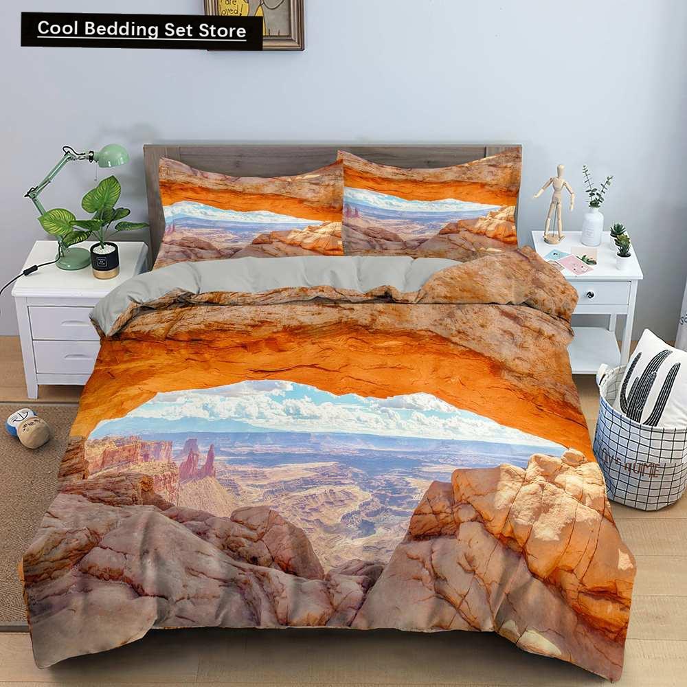 3D Pejzaż Natury Król Królowa Poszewka na Kołdrę Kwiaty Zielone Liście Pościel Zestaw Widok Shimen Poszewka na Kołdrę Poliester Pokrowiec na Kołdrę