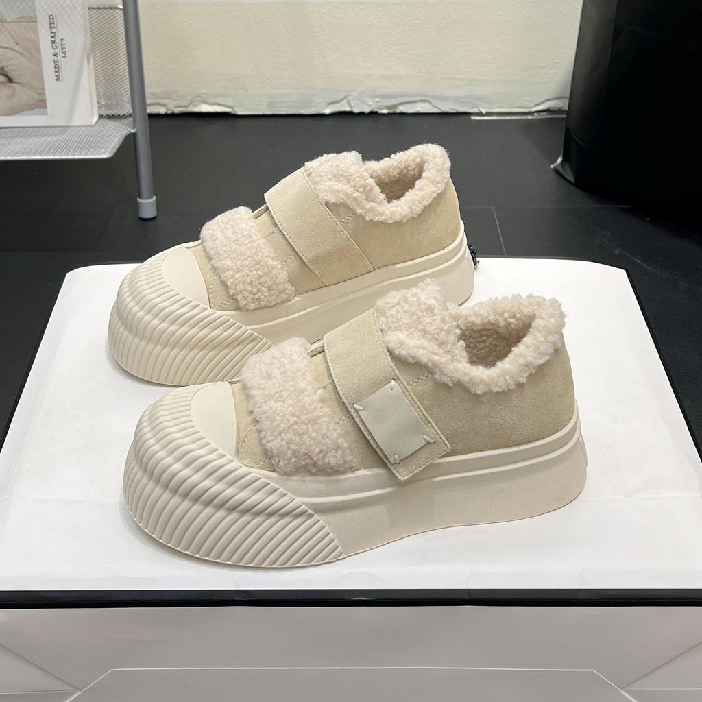 British Style Leather Thick-soled Velvet Casual, Board Shoes 2025 Winter New Round Head with Cashmere Thermal Cotton