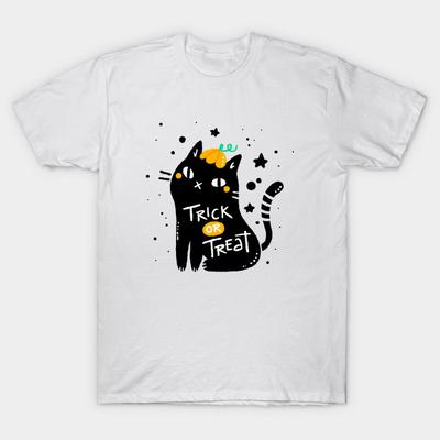 T Shirt Women Halloween Cat Harajuku Print Kawaii Tshirt Summer Short Sleeve Female T-Shirt Top Tee