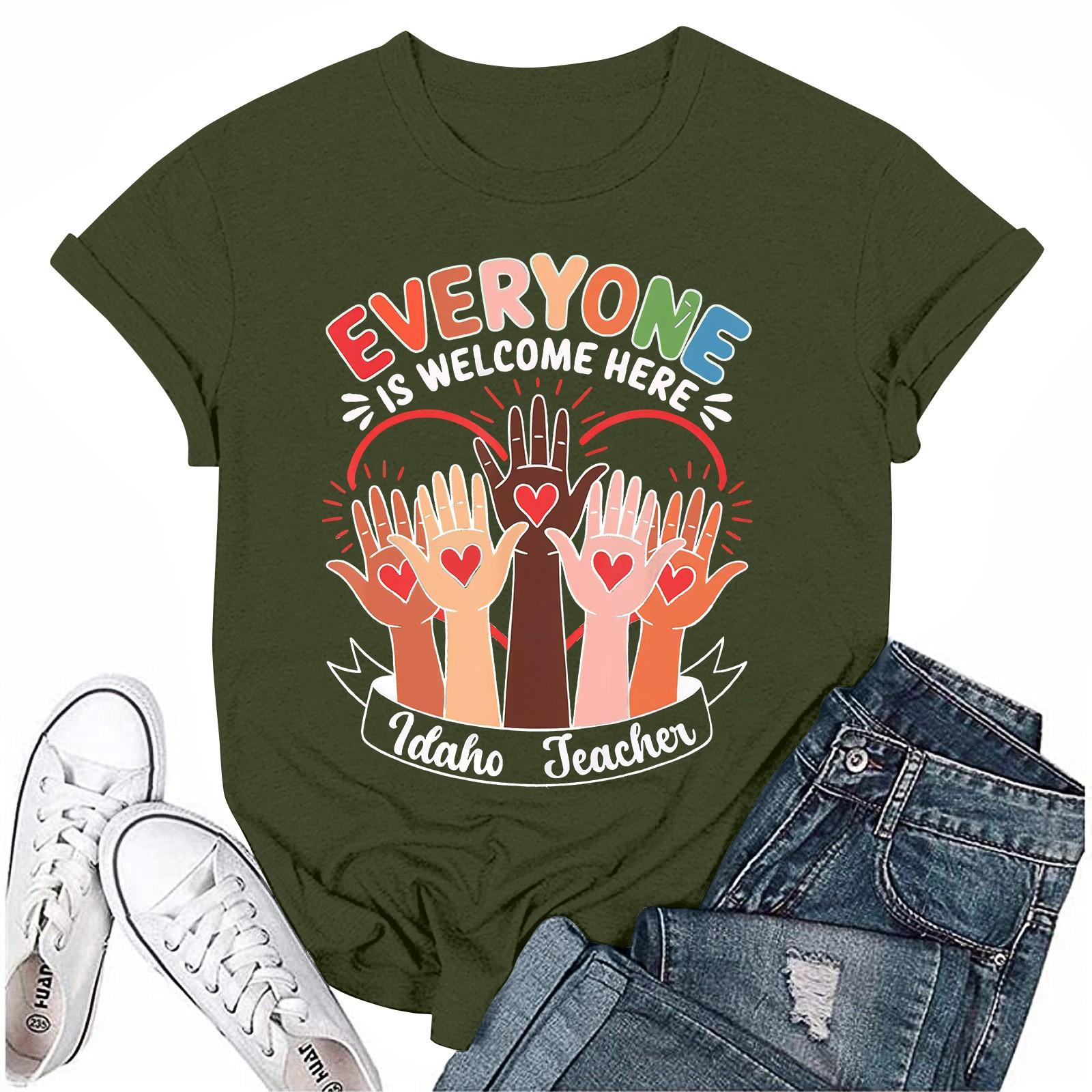 

Взрослые Повседневные Ежедневные Круглый вырез с принтом Короткие рукава Футболка Топ с буквами L армия зеленый