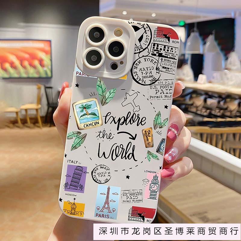 Simple Plane Travel Line for iPhone11/12/13/14/15 Apple 16ProMax Mobile Phone Case