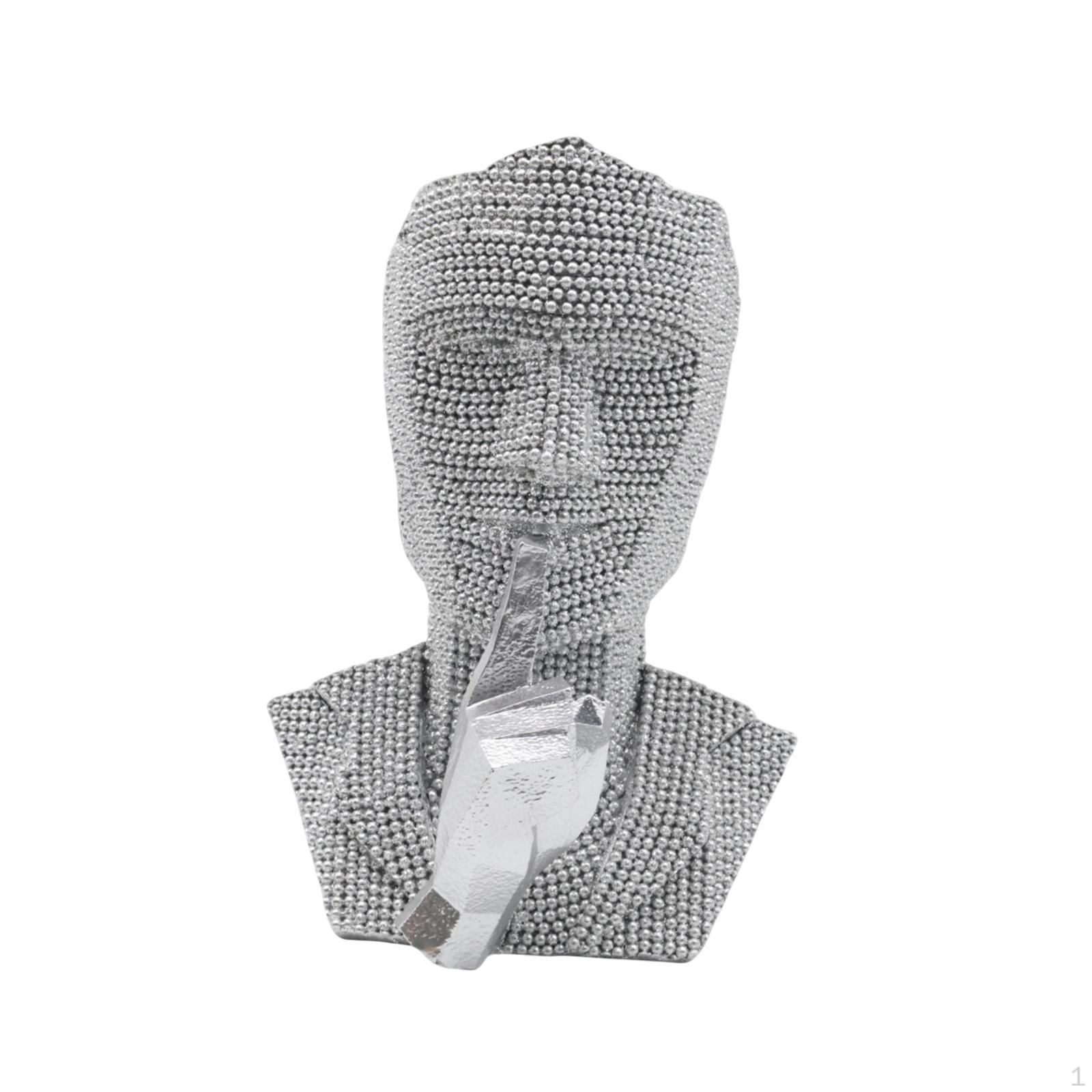 

Mask Figure Sculpture Abstract Art Statue Home Decor Figurine Tabletop Ornament for Bar Living Room срібний