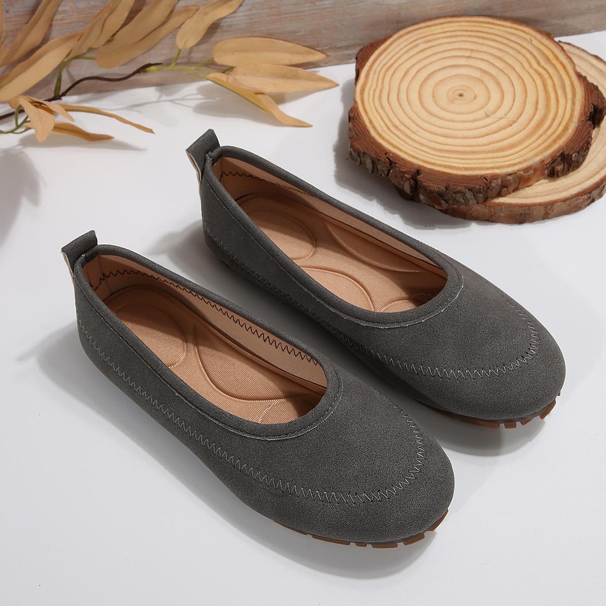 Large size single shoes women s summer new shallow mouth muffin sole comfortable lazy flat shoes 36 темно-серого 2650₽