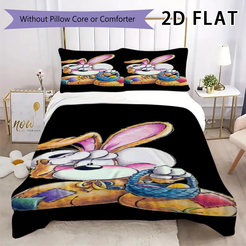 Diddl Pattern Bedding Uilt Set Uilt Cover Pillowcase Home Decoration Birthday Gift (1 * Duvet Cover + 2 * Pillowcase Without Core)