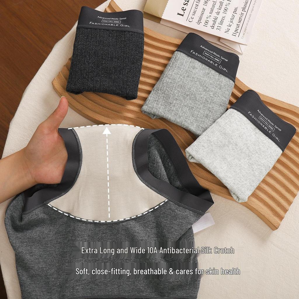 Gray Antibacterial Women's Pure Cotton Seamless Boxer Briefs - Mid-Waist, Breathable, Comfortable, Hip-Wrapping Underwear.