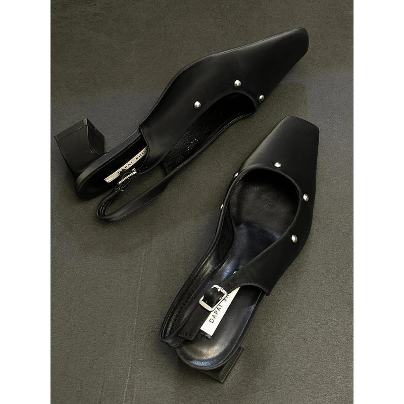 Fashion Designer Summer Cover Toe Women Sandals Fashion Party Dress Pumps Ladies Thick Heel Singbacks Mules Shoes