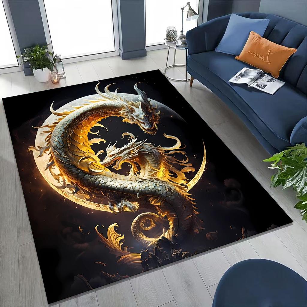 אמנות מיתולוגיה דרקון קסום שטיח מצויר לונג סיני לחדר שינה סלון ספה עיצוב שטיחון ביתי גדול מונע החלקה
