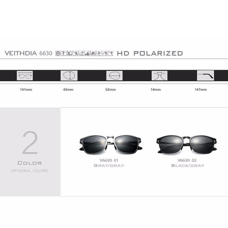 VEITHDIA Ретро алюминиево-магниевые брендовые солнцезащитные очки с поляризационными — фото 5