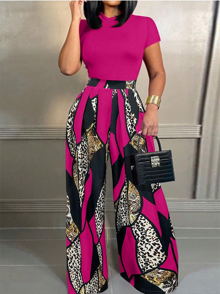 Women's Sleeveless Printed Fashion Set with Versatile Wide-Leg Pants