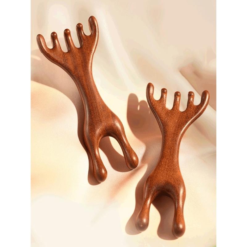 Handmade Sandwood Hair Comb And Face Massager Wide Tooth Comb For Scalp Health And Relaxation