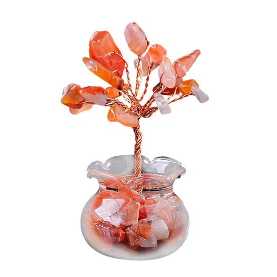 Künstlicher Kristall Geldbaum Figur, Handgefertigte Heilende Naturstein Reichtum Baum Statue, Künstlicher Edelsteinbaum für Heim Büro Tisch Feng Shui Dekor