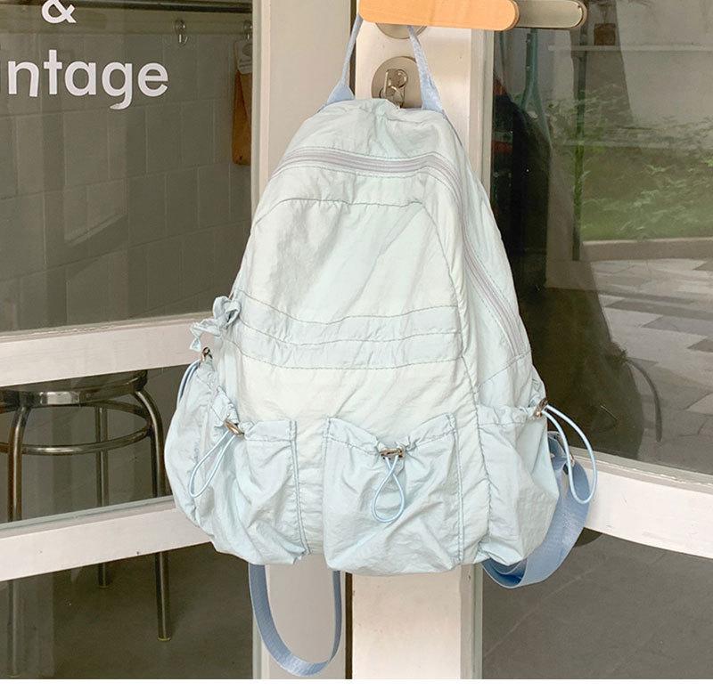 Nylon Backpack For Women With Drawstring Closure And Pouch For Casual Travel