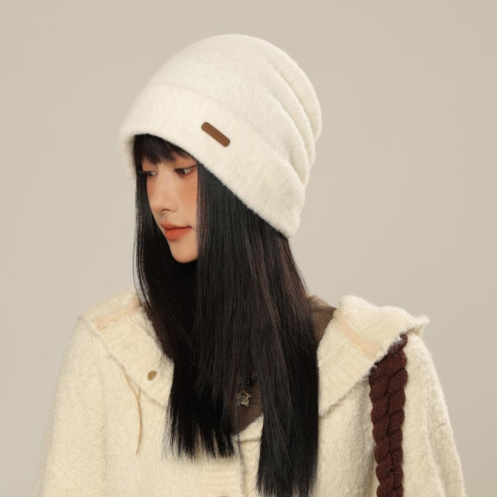 Women's Solid Color Hat Autumn and Winter Warm Ear Protection Cold Bag Head Hat Casual Cold Hat
