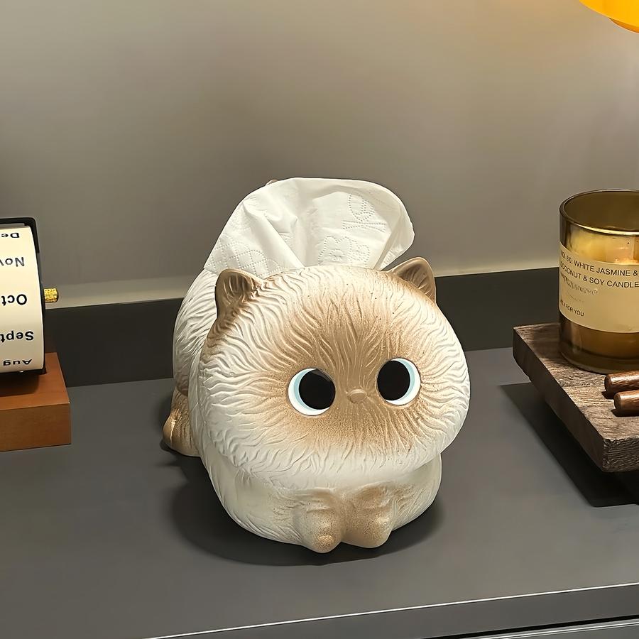 Cute Siamese Cat Paper Towel Box Decorative Storage Container for Living Room Tabletop