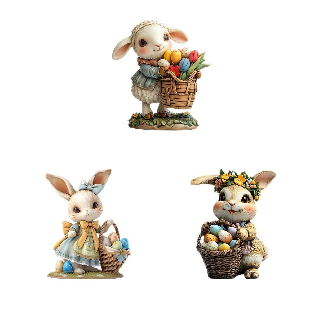 Rabbit Easter Little Holding Eggs Car Pendant With Acrylic Flat Surface Decor