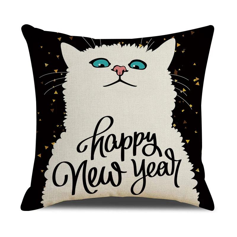 Black And White Cute Cat Printed Cushion Cover Home Decorative Sofa Pillow Covers Coffee Chair Throw Pillow Case Car Pillowcase