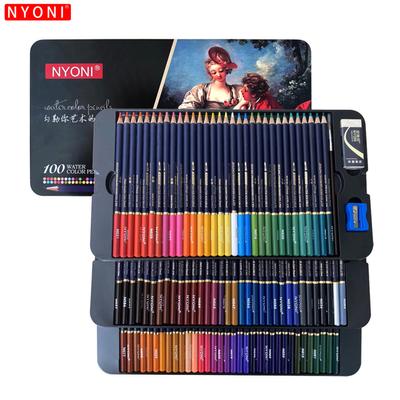 NYONI Professionelles Aquarellstift-Set, 12/24/36/48/72/100 Buntstifte, wasserlösliche Farbe