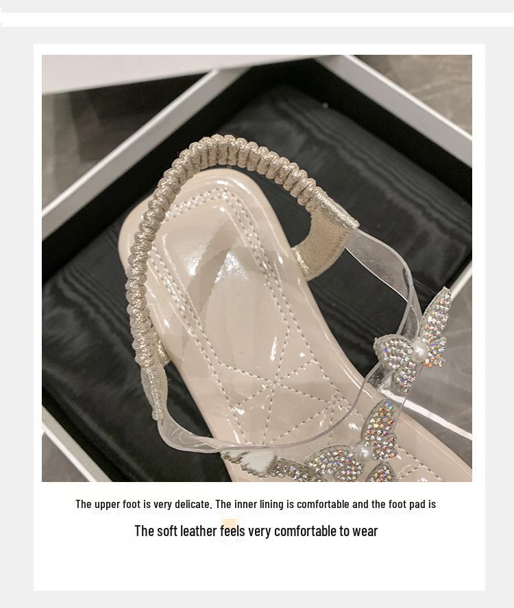 Ladies' Large Size Fashion Slip-On Sandals with Butterfly Pattern