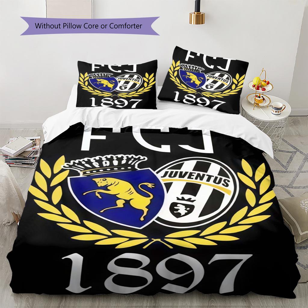 Set Copripiumino Trapuntato Juve Federa Federe Decorazione Casa Regalo di Compleanno (1 * copripiumino + 2 * federa, senza nucleo)