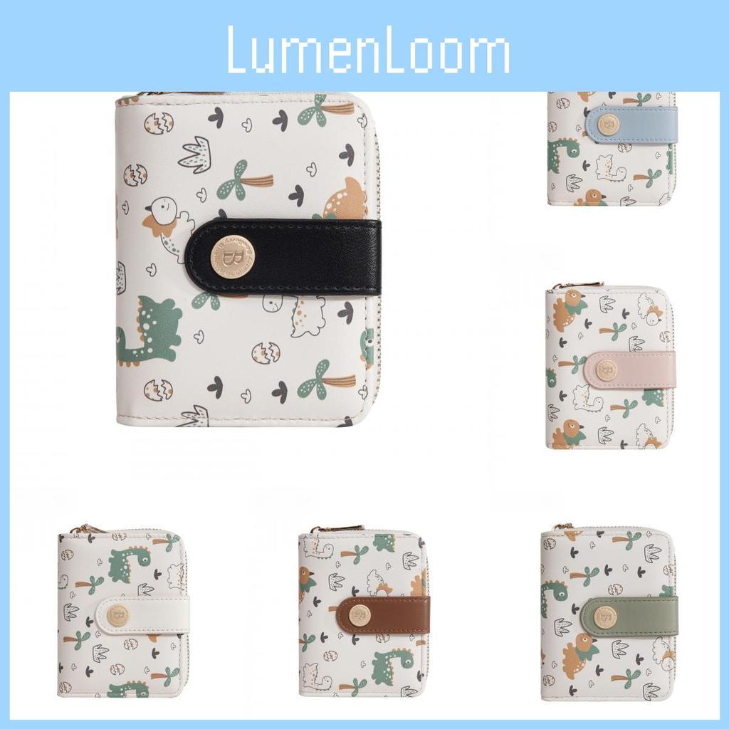 Wallet Women Short Pu Card Holder With Animal Dinosaur Print And Contrast Colors For Daily Use