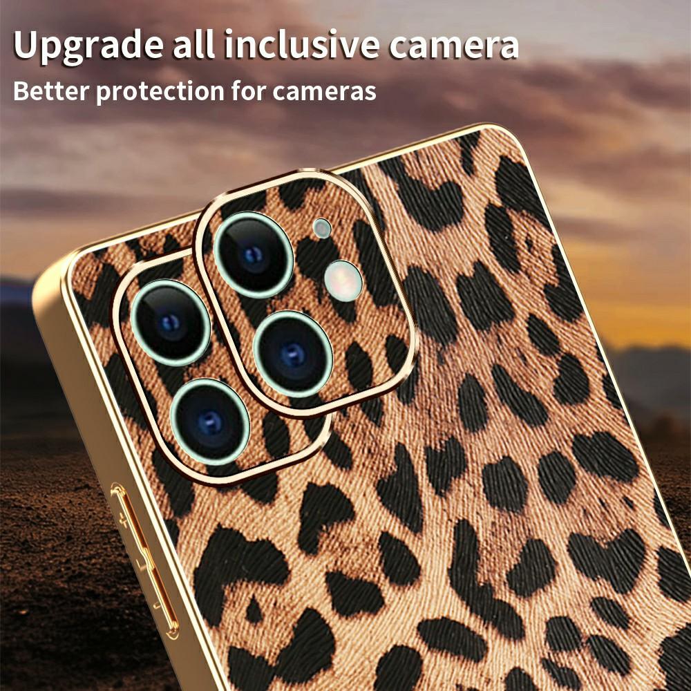 For iPhone 11 Case Leopard Print PU Leather Coated PC+TPU Electroplating Phone Cover