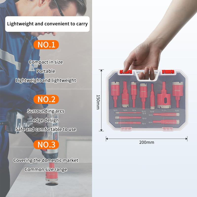 Diamond Set Auto Eject Spring Cooling Wax Hex Shank For Glass Stone Tile Ceramic Wet Dry Drilling Drill Bit 12Pc