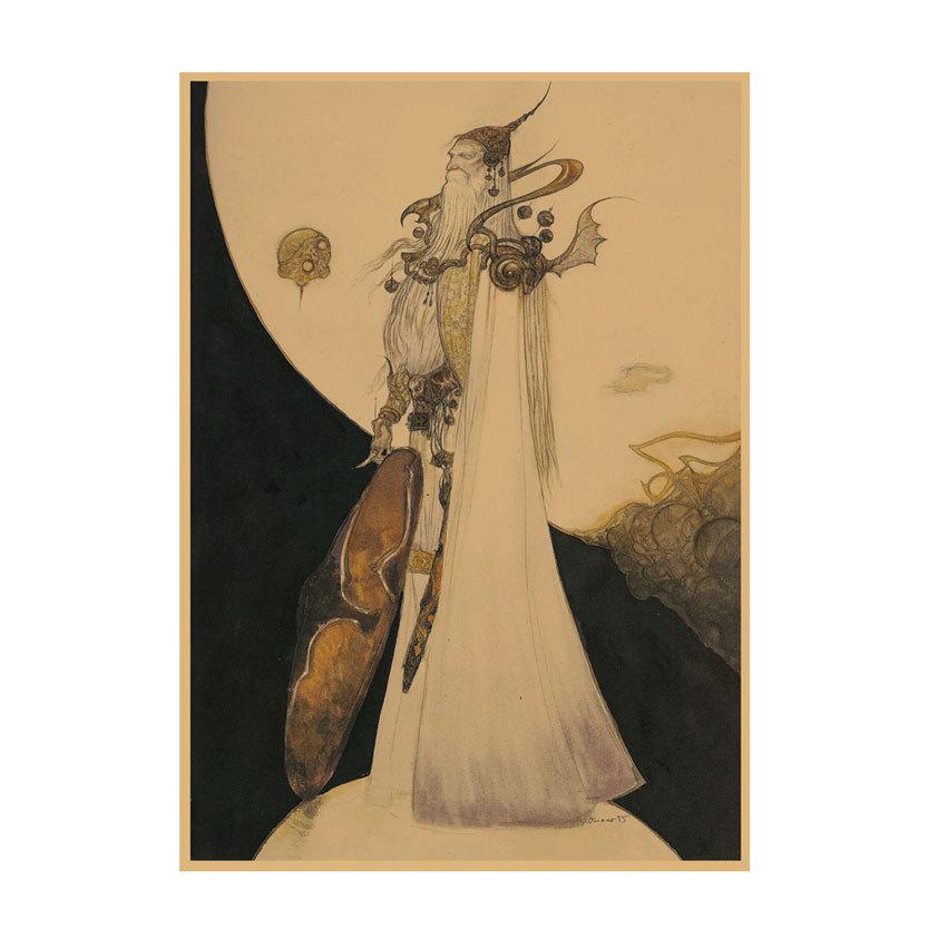 Yoshitaka Amano Retro Japanese Illustration Poster for Bar & Restaurant Wall Decor