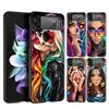 Hard PC Phone Case For Samsung Galaxy Z Flip 7 6 5 4 Black Cover For Galaxy Z Flip 3 Foldable Shockproof Capas Hot Girls Fundas