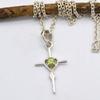 Peridot Edelstein Kreuz Anhänger 925 Sterling Silber Schmuck handgemachte Halskette
