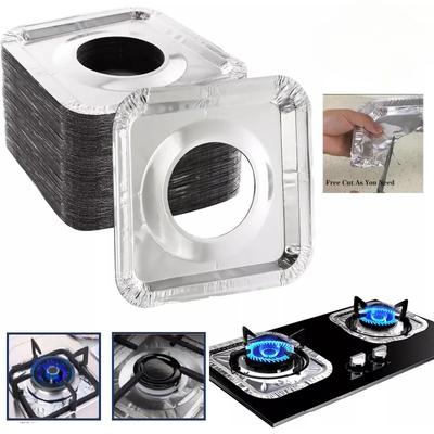 20 PIÈCES Papier d'Aluminium Couvre-Brûleurs de Cuisinière à Gaz Jetables Doublures Anti-Huile Protecteur de Cuisine Facile à Nettoyer Protection de Cuisinière