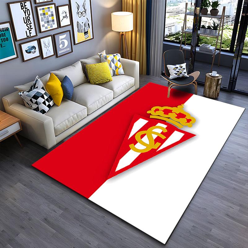 Red and White Crowned Emblem Carpet suitable as a non-slip mat for the living room or bedroom sofa