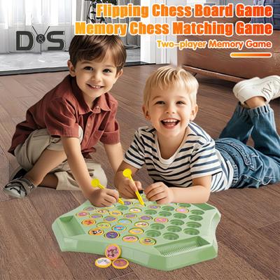1/2 juego de ajedrez con memoria para niños, juego de ajedrez con frutas y animales para 2 jugadores, juego de mesa de entrenamiento de concentración, juguete educativo para niños pequeños con desafío de memoria