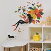 Whimsical Girl with Colorful Leaves Wall Sticker Creative Artistic Self-Adhesive Removable Decor for Kids Room Bedroom Living Room