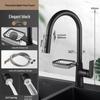 OEING Black Copper Kitchen Pull-Out Faucet with Integrated Basket Shelf