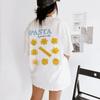 Rückendruck Pasta Grafik T-Shirts Locker Kurzarm Italienisches Essen T-Shirt Damen Retro Unisex Mode Oberteile Niedlich Pasta Liebhaber T-Shirt