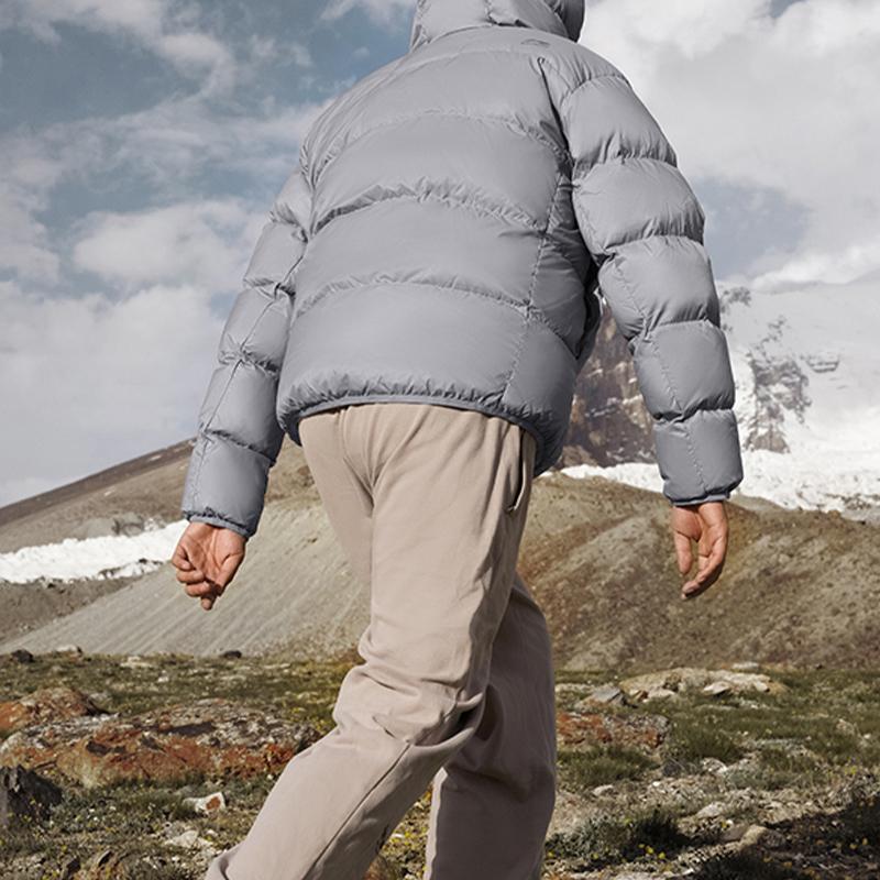 Li Ning CF Suo Short Hooded Letter Print Down Jacket Men Jackets Jiang-Yan-Gray AYMT287-3