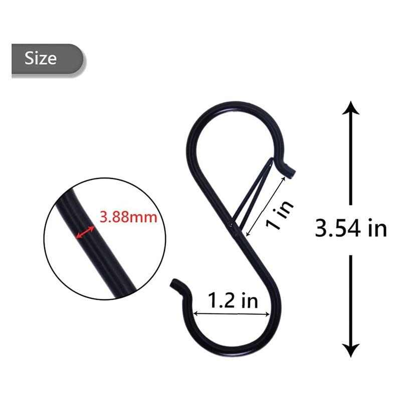 A84E-48PCS S Hooks For Hanging - S Shaped Hooks For Kitchen Utensil And Closet Rod - Black S Hooks For Hanging Plants,Pots